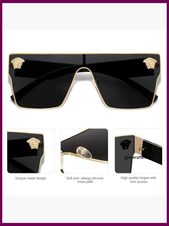 Oversized Square Sunglasses with UV Protection Polycarbonate Lenses